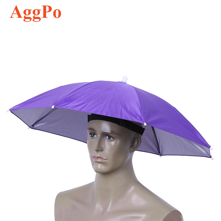 Anti Sun Rain Fishing Umbrella Hat,Adjustable Outdoor Garden Camp Party Headwear,Colorful Foldable Sunscreen Shade Head Umbrella