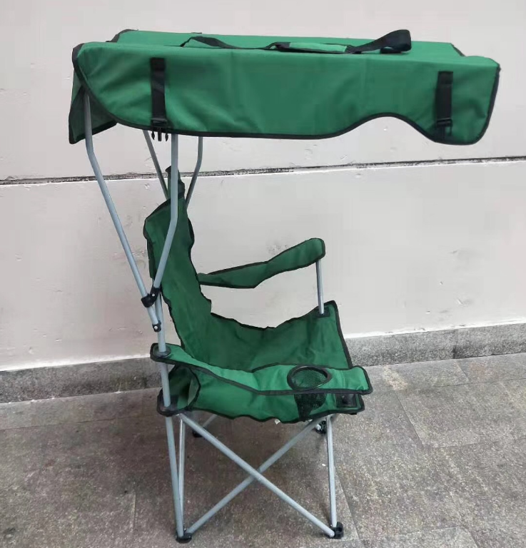 Outdoor Portable Leisure Sunshade Folding Chair, Oxford Cloth Fishing Beach Chair with Cup Holder