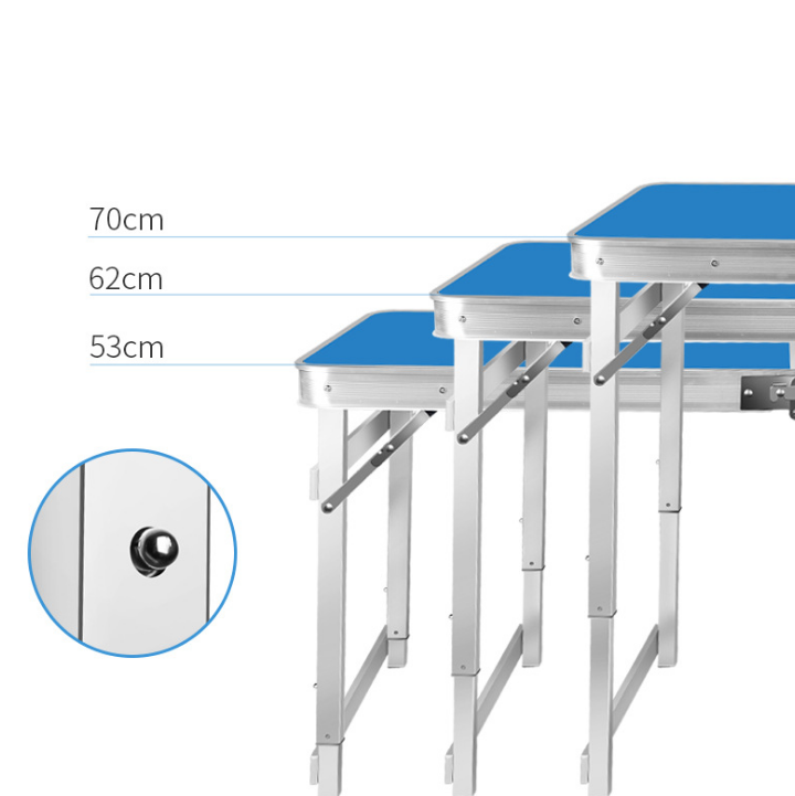 Adjustable Height Aluminum Alloy Folding Table with Chair, Indoor Outdoor Portable Camping Dining Table with Umbrella hole