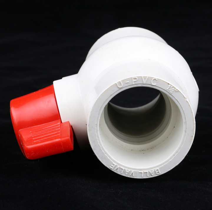 Pvc Ball Valve White Plastic Red T-handle Water Shut-off Fip Ball Valve Full Port Faucet Water Switching Cutting Valve