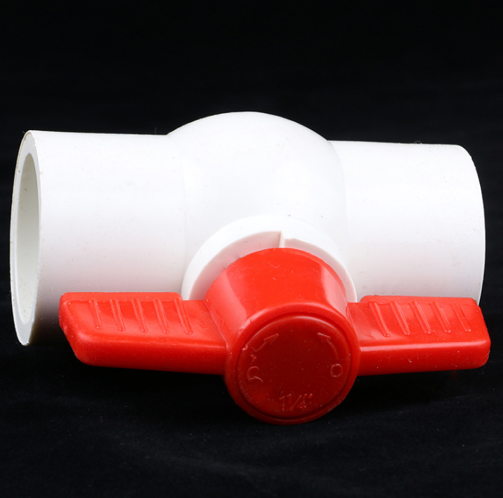 Pvc Ball Valve White Plastic Red T-handle Water Shut-off Fip Ball Valve Full Port Faucet Water Switching Cutting Valve