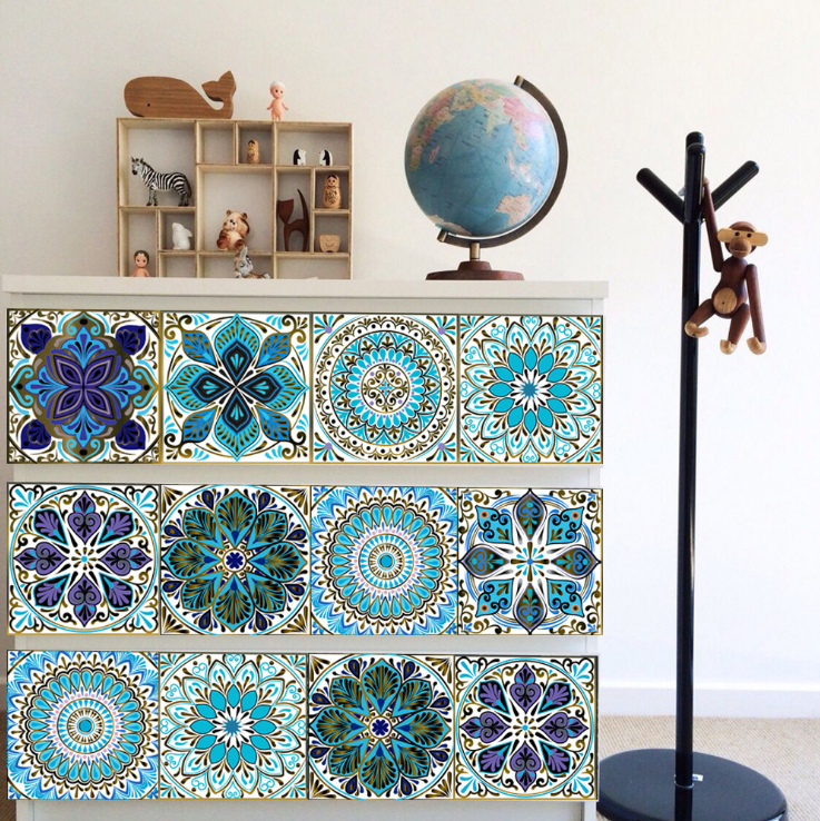 Mandala Wall Tile Peel and Stick Wallpaper, Rectangle Kitchen Backsplash have Several Size and Pattern for Option