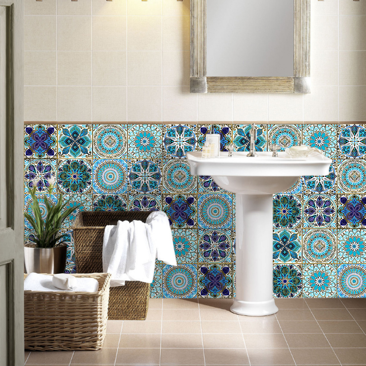 Mandala Wall Tile Peel and Stick Wallpaper, Rectangle Kitchen Backsplash have Several Size and Pattern for Option