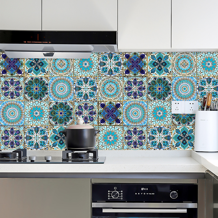 Mandala Wall Tile Peel and Stick Wallpaper, Rectangle Kitchen Backsplash have Several Size and Pattern for Option