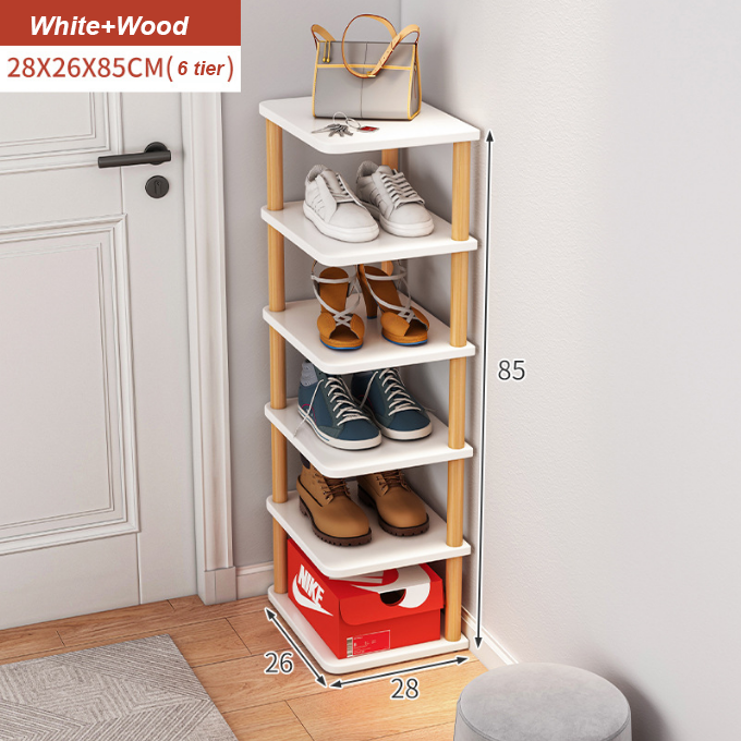 Shoe Stand Tall Shoe Rack, Stackable and Narrow Vertical Shoe Rack for Small Spaces Like Corner Bedroom and Entraway