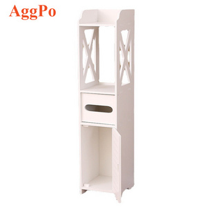 Bathroom Storage Cabinet, Small Bathroom Storage Corner Floor Cabinet with Doors and Shelves for Narrow Space