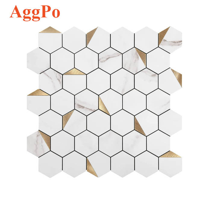 Hexagon 3D Wall Tile Peel and Stick for Kitchen Backsplash Bathroom Ceiling Wall Accent Covering Faux Stone Wood