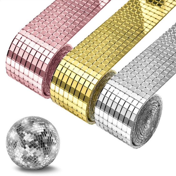 Silver Mirror Surface Self-Adhesive Mosaic Tiles Rolls for DIY Craft Xmas Decoration Wall Decals