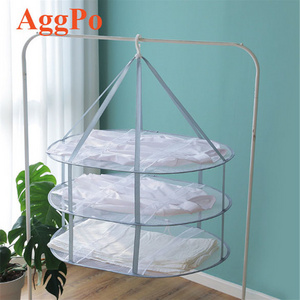 Clothes Hanging Dryer, Double-Layer Foldable Sweater Drying Basket Racks Hanging Clothes Laundry Net Mesh Basket Dryer Net