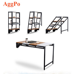 Folding Wall-Mounted Drop-Leaf Table, Floating Wall Mounted Rack Convertible Desk Multifunction Table