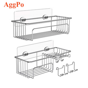 2 Tier Shower Shelf Rack with Self-adhesive Stickers, Bathroom Shower Organizer Caddy, Bathroom Hanging Storage Shelves