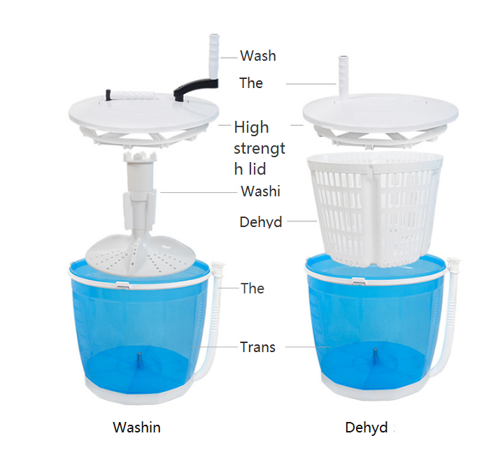 Portable Hand Manual Clothes Non-Electric Washing Machine, Spin Dryer, Counter Top Washer/Dryer Manual Washing Machine