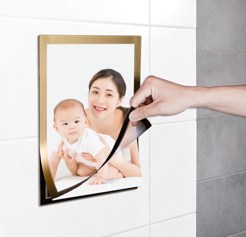 Reusable Plastic Picture Frames with Back Adhesive, Soft Magnetic Frame Easy to Change the Photo