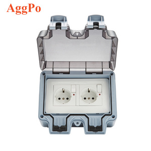 IP66 Weatherproof Outdoor European Standard Switch&Socket, Single Outlet with Receptacle Protector Cover