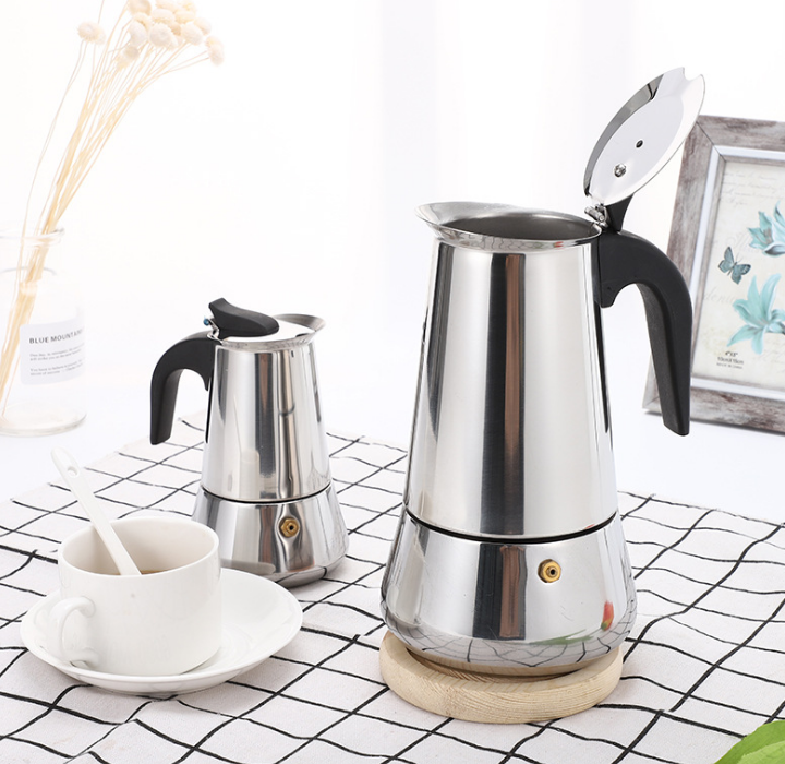 2 4 6 9 Cup Stainless Steel Moka Pot Espresso Coffee Maker Stove Home Office Use Induction Cooker Coffee Maker Pot