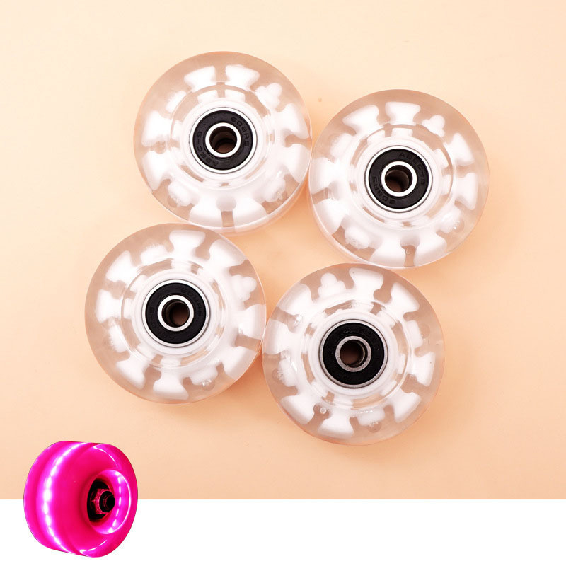 Roller Skate Wheels Luminous Light Up with Bearings Installed 4 Pack for Double Row Skating and Skateboard 32mm x 58mm