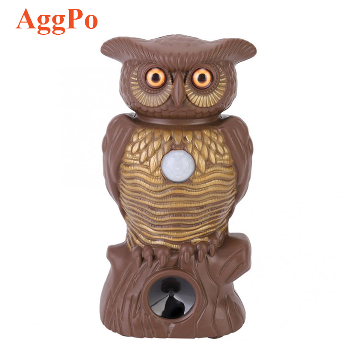 Garden Fake Owl Decoy Scarecrow Decoy with Flashing Eyes Frightening Sound, Yard Outdoor Owl Alert Bird Mouse Pest control