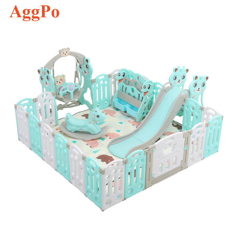 Baby kids children Playpens, Activity Centre Safety Foldable Indoor Playground Playards Fence with rocking horse+slide+swing