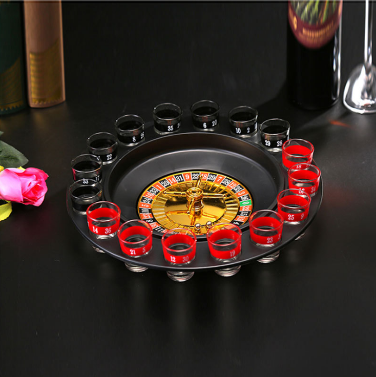 Drinking Shot Glass Roulette Game-Casino Style-16 Shot Glasses Included, Drinking Game Set