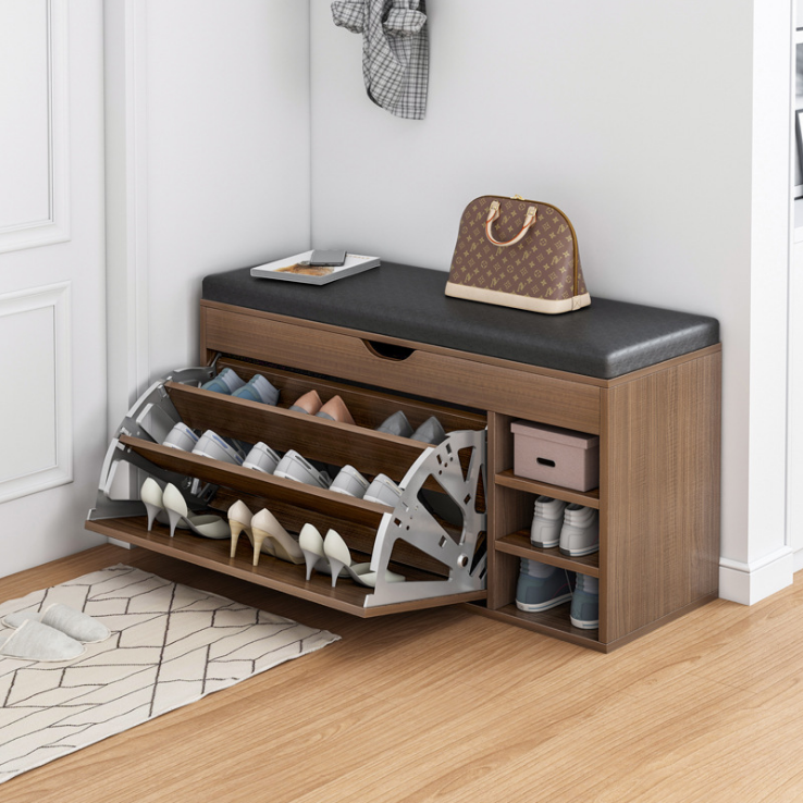 Shoe Storage Benches with Cushion Seating, Entryway Large Capacity Dust-proof Shoes Organizer