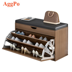 Shoe Storage Benches with Cushion Seating, Entryway Large Capacity Dust-proof Shoes Organizer