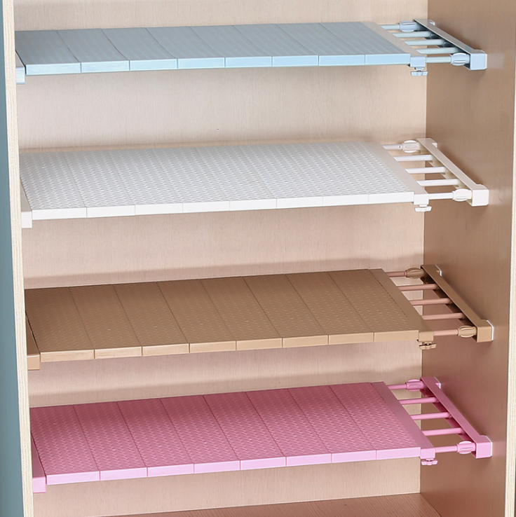 Tension Closet Shelf Adjustable Storage Rack Expandable Separator Shelf for Wardrobe, Cupboard, Bookcase Compartment Collecting