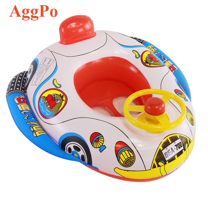 Cartoon Kids Swimming Float Seat Boat Cute Baby Inflatable Pool Water Swim Ring Summer Children Swimming Ring Steering Wheel