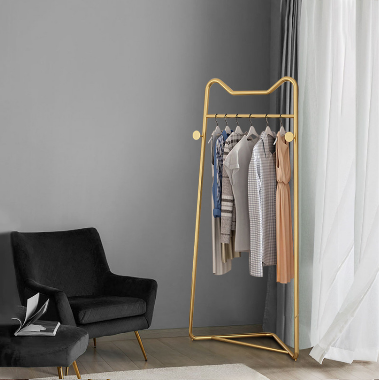 Hanging Clothes Rack for Small Spaces and Rooms, Corner Clothes Rack with Triangle Base, Space Saving