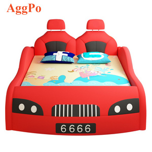 Kids Toddler Bed Race Car Children Bedroom Fun Play Furniture, Leather Cover Race Car Toddler Bed(not include mattress)