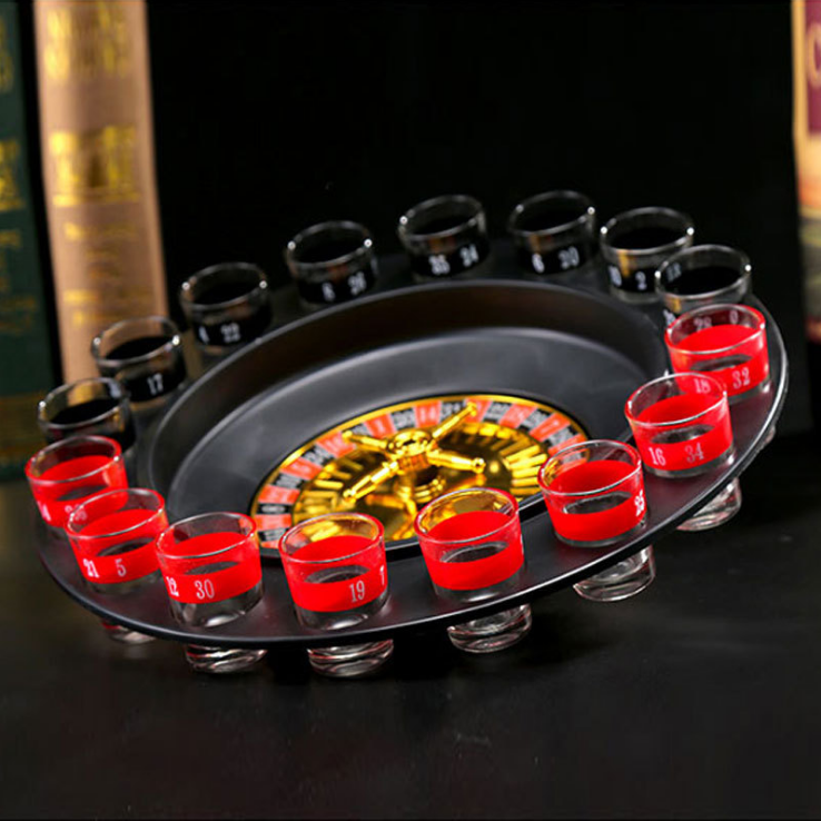 Drinking Shot Glass Roulette Game-Casino Style-16 Shot Glasses Included, Drinking Game Set