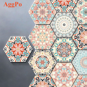 Wall Tile Peel and Stick Wallpaper Hexagon Mandala Style 9*9 inch 10 Pack Kitchen Backsplash