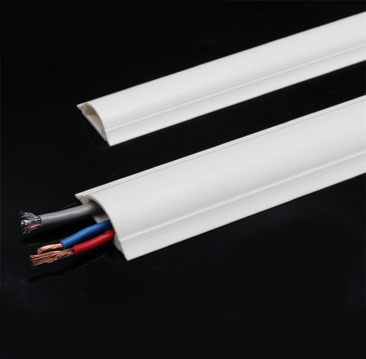 Self-Adhesive D Channel Plastic Flame Retardant Cord Cover, D Line Half Round Home Office PVC Cable Hider, White Cable Trunking