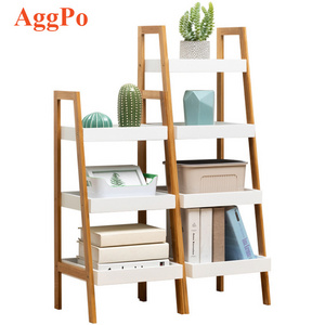 4 Tier Free-Standing Storage Shelf Simple Bamboo Bookshelf Bookcase, Desk Organizer for Living Room