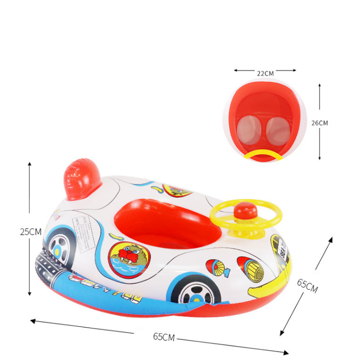 Cartoon Kids Swimming Float Seat Boat Cute Baby Inflatable Pool Water Swim Ring Summer Children Swimming Ring Steering Wheel