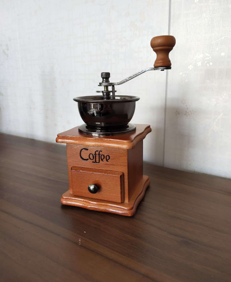 Manual Coffee Grinder with Ceramic Burrs, Vintage Style Wooden Coffee Grinders Coffee Mill Grinder Roller