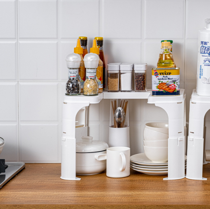 Expandable Kitchen Cabinet Closet Shelf Organizer, Storage Rack for Countertop and Under Sink