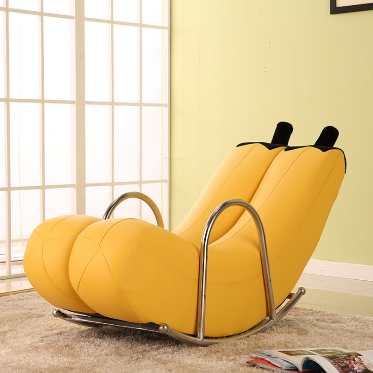 Lounger Banana Rocking Chair, Lazy Sofa with Stable Shaking, Recliner Rocking Chairs Single Steel Armchair