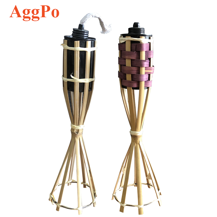 Outdoor Tabletop Decorative Bamboo Torch, Classic Weave Patio Yard Wedding Festival Torch