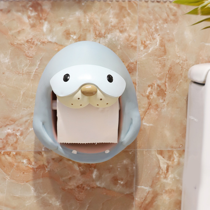 Animal Shape Roll of Toilet Holding, Wall Mounted Tissue Rack Toilet Paper Holder with Back Adhesive