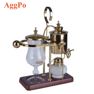 Belgium Siphon Coffee Maker with Tee Handle, Commercial Gold Silver Color Luxury Siphon Belgian Coffee Maker