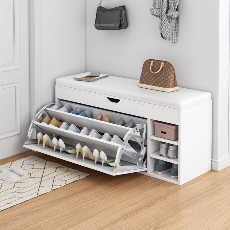 Shoe Storage Benches with Cushion Seating, Entryway Large Capacity Dust-proof Shoes Organizer