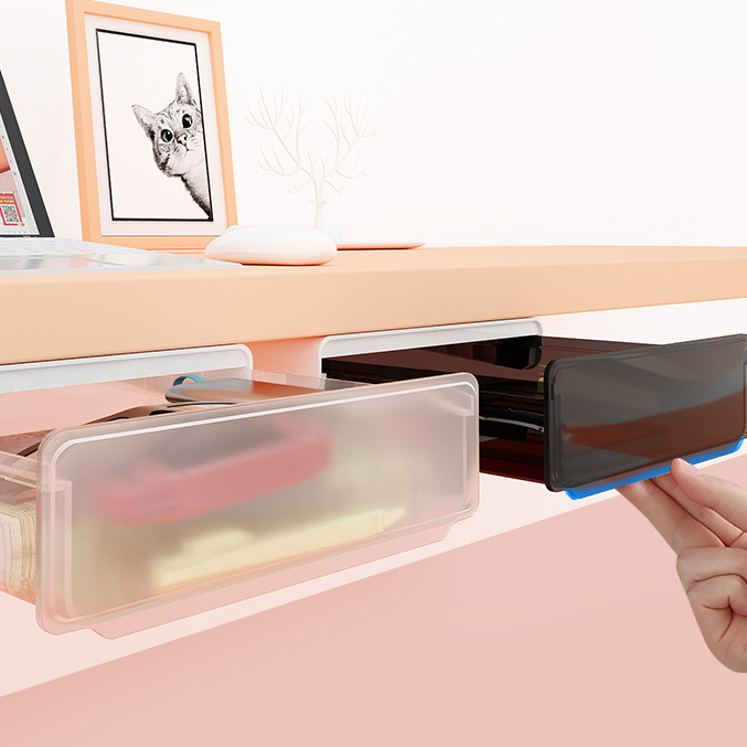 Self-adhesive Under Desk Drawer Organizer, Table Hidden Slide Out Large Storage Mounted Desktop Pencil Holder Tray Drawers