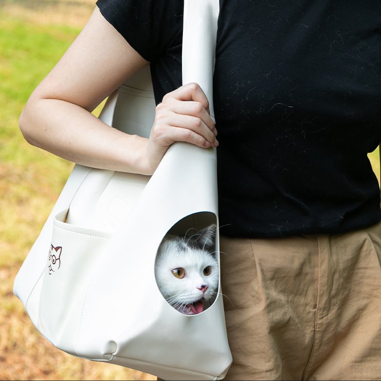 Cat Carrier Purse with Pockets, Portable Small Dog/Cat Soft-Sided Carrier with Adjustable Safety Tether