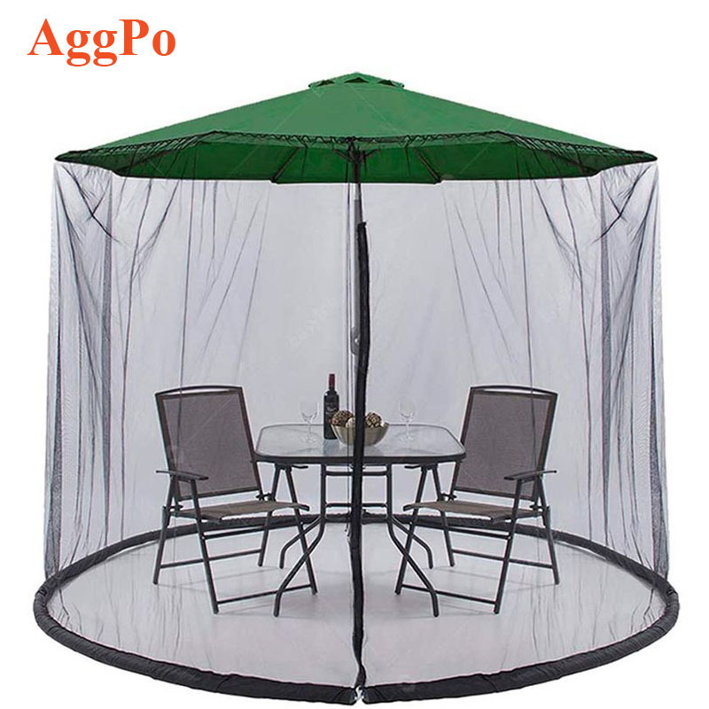 Patio Outdoor Sun Umbrella Mosquito Netting Zippered Canopy Mesh with Adjustable Rope Fits 7 to 9 FT Outdoor Umbrellas and Table