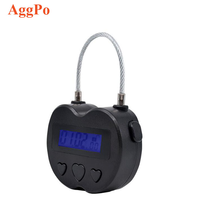 Metal Timer Padlock LCD Display Multi-Function Electronic Time 99 Hours Max Timing USB Rechargeable Timer Lock Heart-shaped