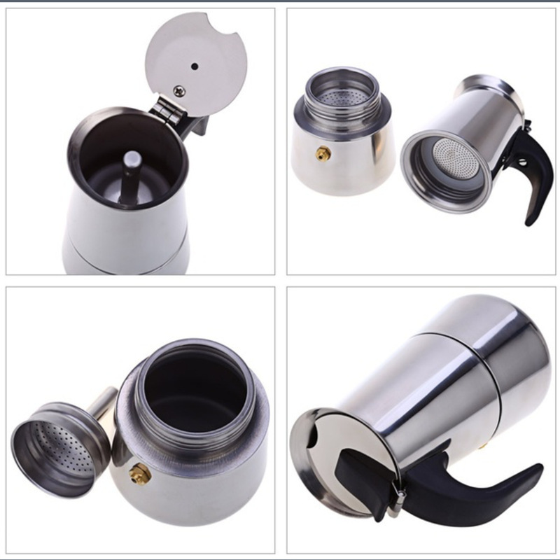 Moka Pot Stainless Steel Portable 2/4/6/9 Cup Induction Cooker Gas Coffee Pot Manual Stove Top Espresso Coffee Maker