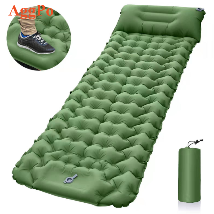 Self inflatable sleeping bed with built-in pump portable camping travel mattress air pad waterproof TPU super-light hammock