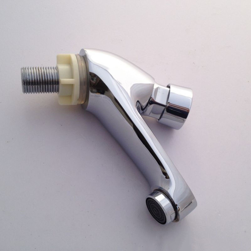 Bathroom Brass Time Delay Basin Faucet Single Head Washbasin Cold Faucet Push Button Self Closing Valve Faucet