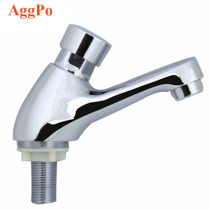 Bathroom Brass Time Delay Basin Faucet Single Head Washbasin Cold Faucet Push Button Self Closing Valve Faucet