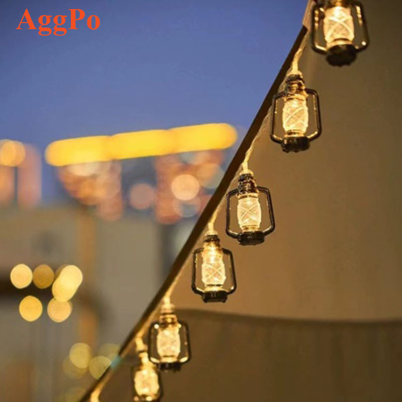 Camping Atmosphere Light LED Retro Kerosene Bottle Lamp Tent Canopy Decoration Arrangement Lantern Camp Solar Light String